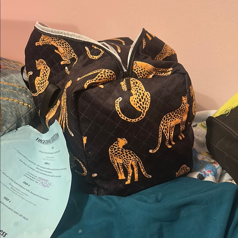 Black and Gold Cheetah Print Backpack
